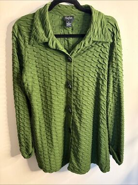 Toofan Green Textured Button-Down Shirt